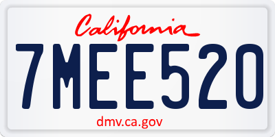 CA license plate 7MEE520