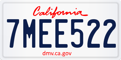 CA license plate 7MEE522