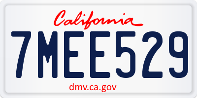 CA license plate 7MEE529