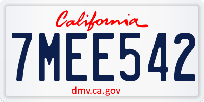 CA license plate 7MEE542