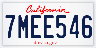 CA license plate 7MEE546