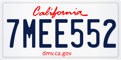 CA license plate 7MEE552