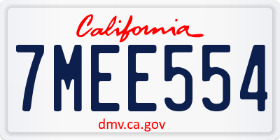 CA license plate 7MEE554
