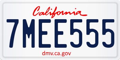 CA license plate 7MEE555