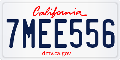CA license plate 7MEE556
