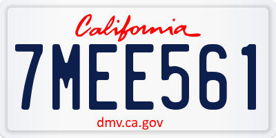 CA license plate 7MEE561