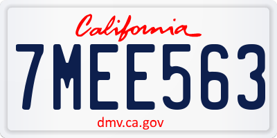 CA license plate 7MEE563