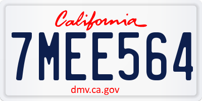 CA license plate 7MEE564