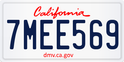 CA license plate 7MEE569