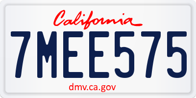 CA license plate 7MEE575