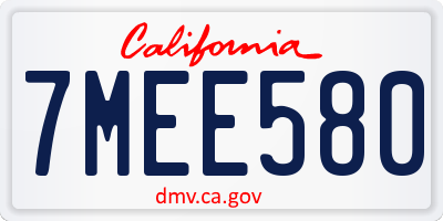 CA license plate 7MEE580