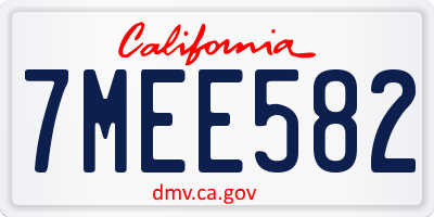 CA license plate 7MEE582