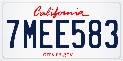 CA license plate 7MEE583