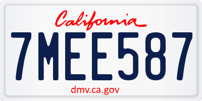 CA license plate 7MEE587