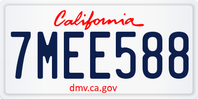 CA license plate 7MEE588