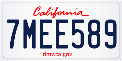 CA license plate 7MEE589