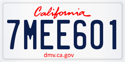 CA license plate 7MEE601