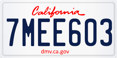 CA license plate 7MEE603