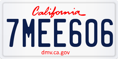 CA license plate 7MEE606