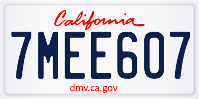 CA license plate 7MEE607