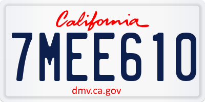 CA license plate 7MEE610