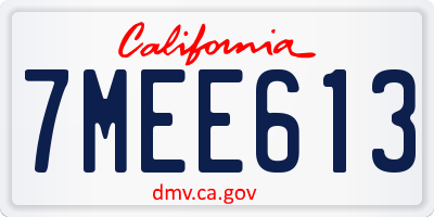 CA license plate 7MEE613
