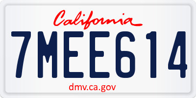 CA license plate 7MEE614