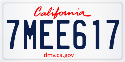 CA license plate 7MEE617
