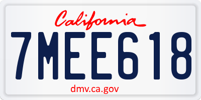 CA license plate 7MEE618