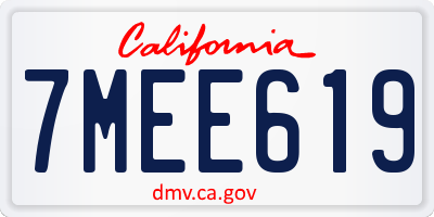 CA license plate 7MEE619