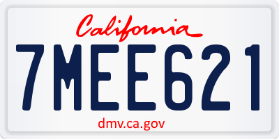 CA license plate 7MEE621