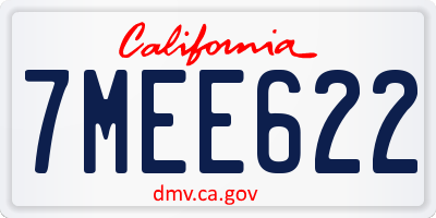 CA license plate 7MEE622