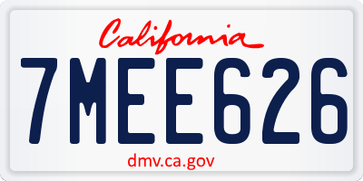 CA license plate 7MEE626