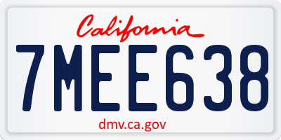 CA license plate 7MEE638