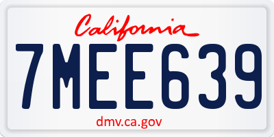 CA license plate 7MEE639