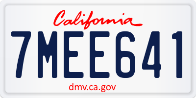 CA license plate 7MEE641