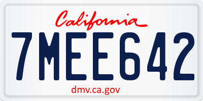 CA license plate 7MEE642