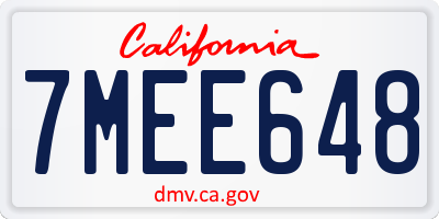 CA license plate 7MEE648