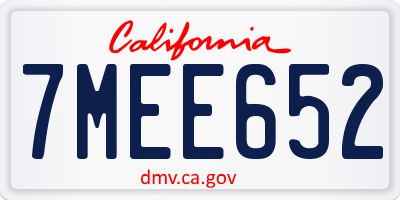CA license plate 7MEE652