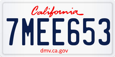 CA license plate 7MEE653
