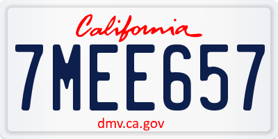 CA license plate 7MEE657