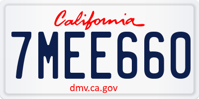 CA license plate 7MEE660