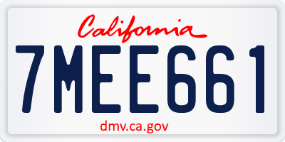 CA license plate 7MEE661
