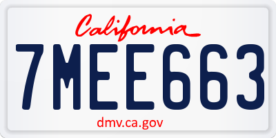 CA license plate 7MEE663
