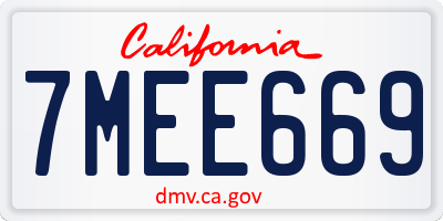 CA license plate 7MEE669