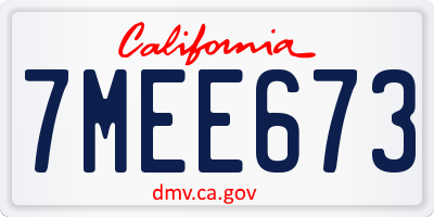 CA license plate 7MEE673
