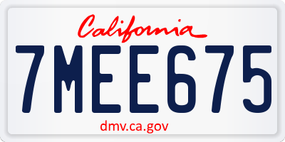 CA license plate 7MEE675