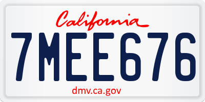 CA license plate 7MEE676