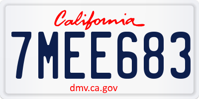 CA license plate 7MEE683