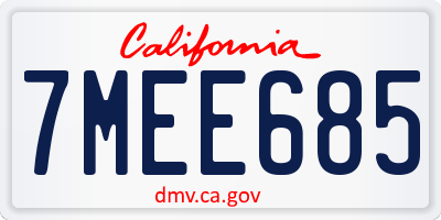 CA license plate 7MEE685